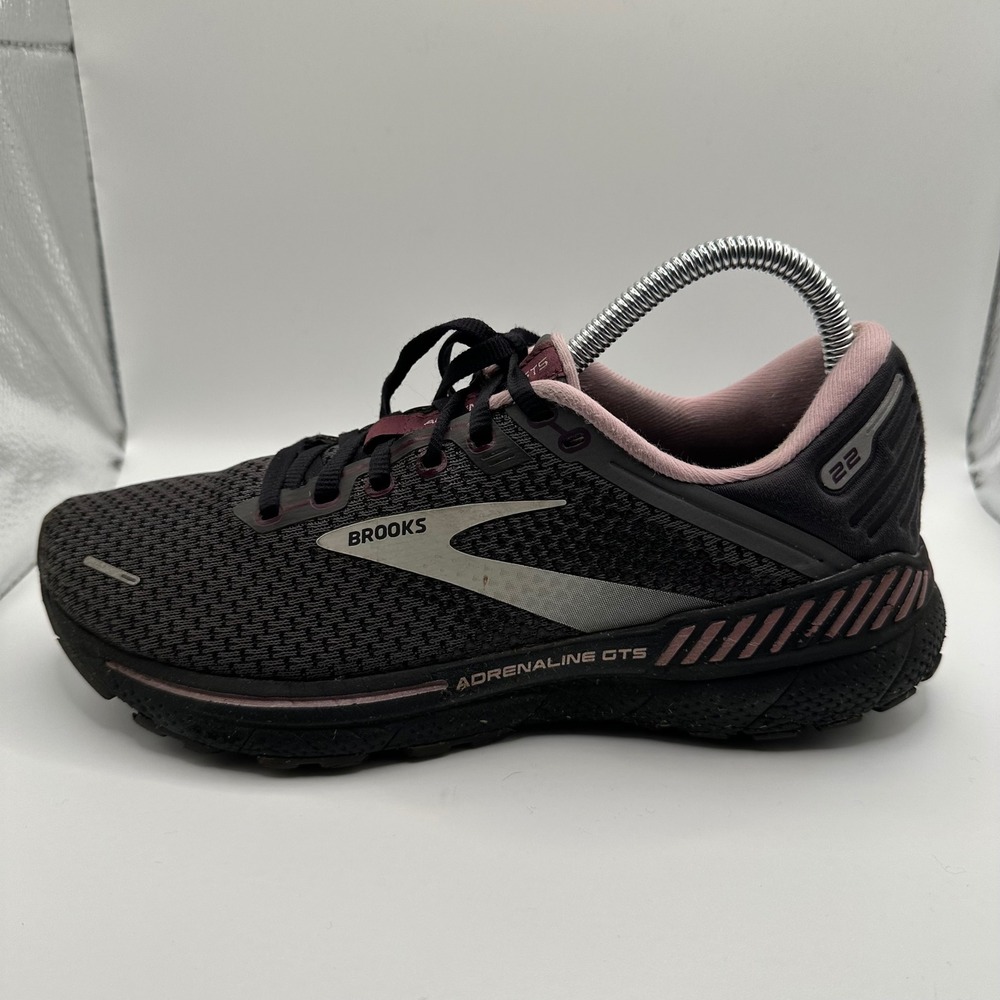 Brooks Adrenaline GTS 22 Running Shoes Womens 8.5 Black Pink Good 1203531B015